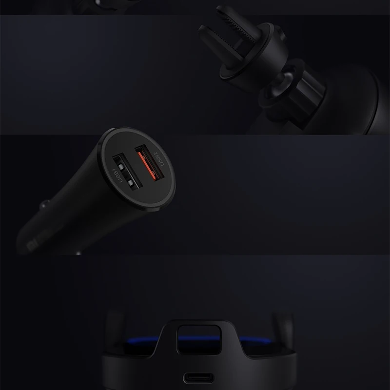 Original Xiaomi Mijia Wireless Car Charger 20W Max Electric Auto Pinch 2.5D Glass Ring Lit For Mi 9 (20W) MIX 2S / 3 (10W) Qi