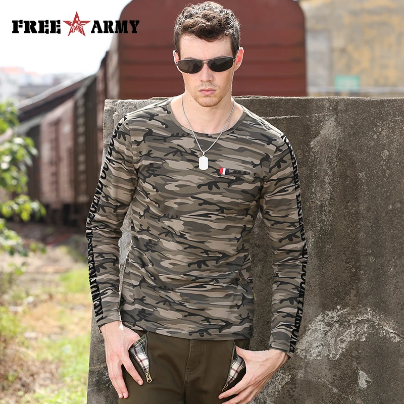 

Brand Men T shirt Camouflage Slim Fit Tshirt Male Cool Long Sleeve Tops Men Cotton Casual Undershirt Men's Tops & Tees MS-6065B