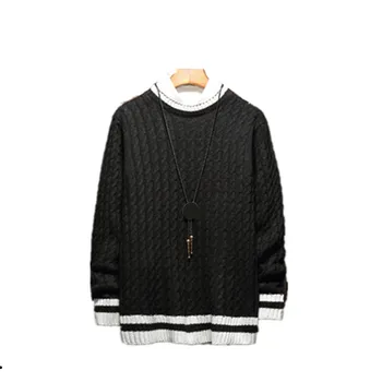 

2019 Sweater Men Autumn Winter Wool Striped Sweater Fashion Round collar Knitting Male Sweater Casual Sweaters Pullovers Tops