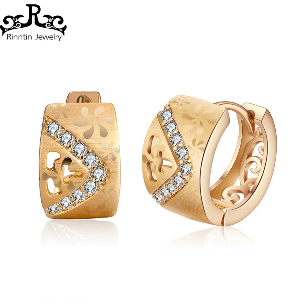 

ORSA Jewels Gold-color Hoop Earrings Beautiful AAA Cubic Zircon Unique Christmas Pattern Earring Fashion Women Jewelry DOME63