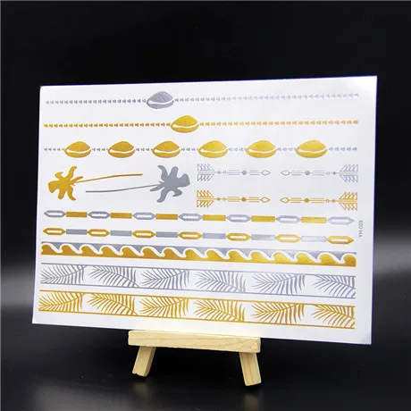 Fake Flash Tattoos Waterproof Metallic Gold Sleeve Temporary Men Kids Sticker Henna Slip On Tattoo Designs For Sleeves Stickers Fake Flash Flash Tattootattoo Waterproof Aliexpress