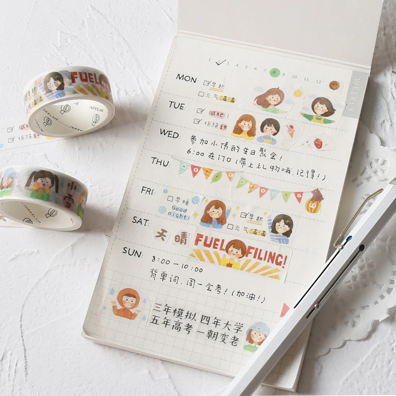 6 шт./компл. Kawaii для девочек красочная лента washi набор с возможностью креативного самостоятельного выбора между декоративные клеящаяся изоляционная лента Стикеры Скрапбукинг журнал поставок