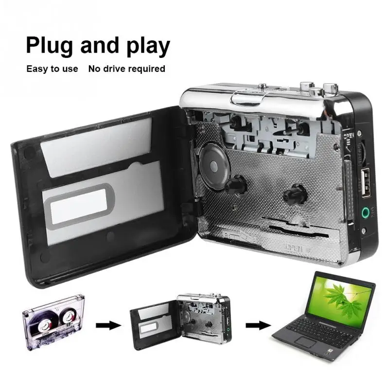

Portable Cassette Tape to MP3 Converter USB Flash Drive Capture Audio Music Player Walkman Player
