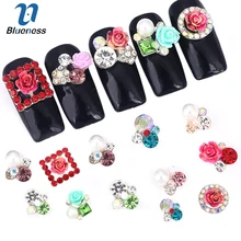 Синеву 10 шт./упак. цветочный дизайн 3D нейл-арта с украшением в виде кристаллов сплав нейл-арта украшения для ногтей, металлическое ювелирное изделие 3D Нейл-арт в домашних условиях подвески