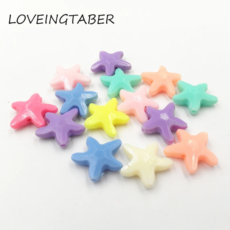 

(Choose Color First ) 20MM 500pcs/lot Pastel Color Acrylic Starfish Beads