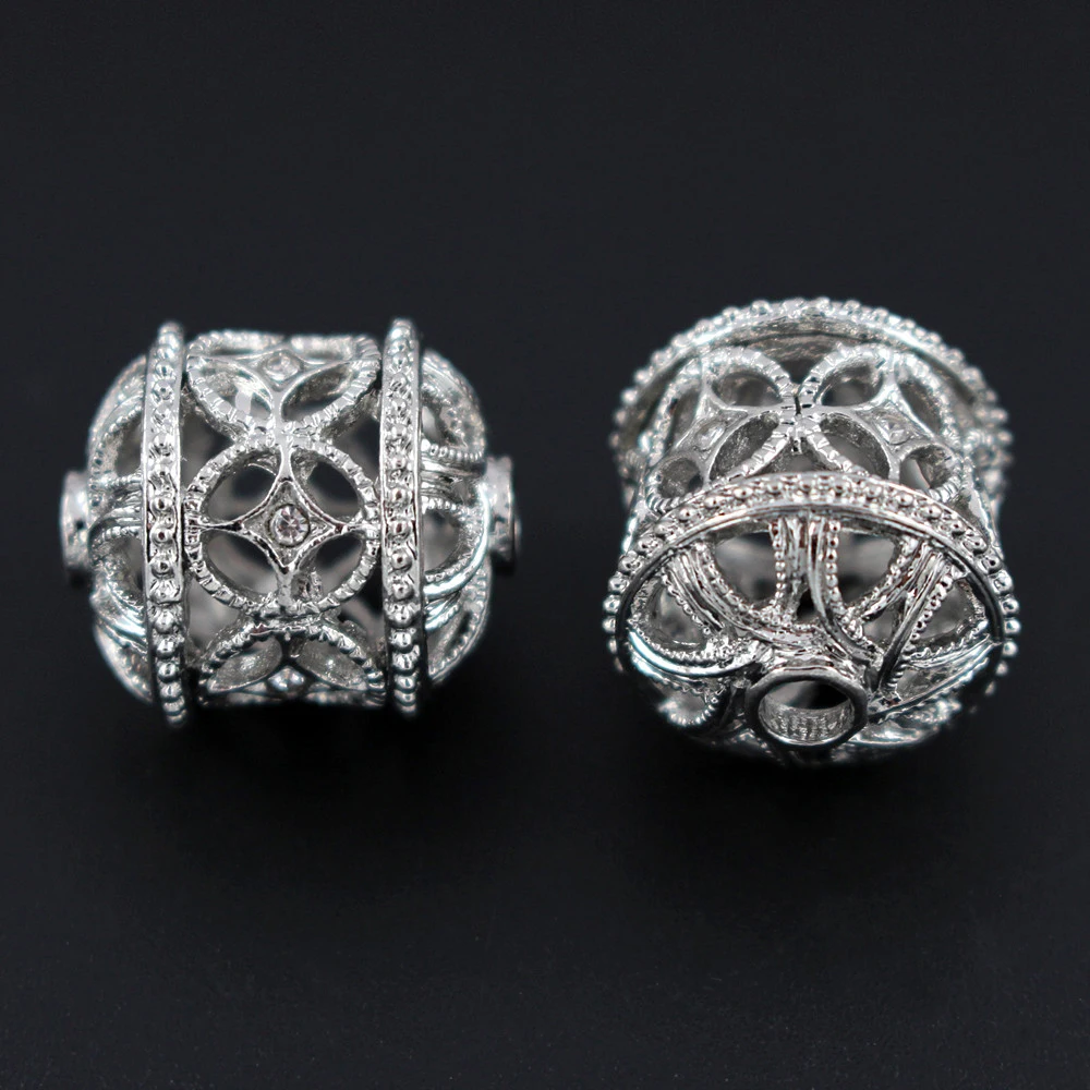 

Nigerian Spacer Beads Hollow Paved Rhinestone Connectors Findings DIY for Ethiopian African Women Men Wedding Jewelry Set Making