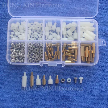 

180PCS/LOT NEW M3 Nylon/Brass Hex Column Male Female Spacer Standoff Screw Nut PCB Board Screw Assortment Kit Set #M3 Plastic