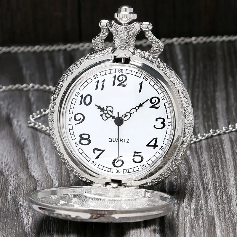 Luxury Vintage Silver Gold Train Hollow Quartz Necklace Pocket Watch Chain Pendant Clock Gifts for Men Women 2018 Top  Watch Man (4)