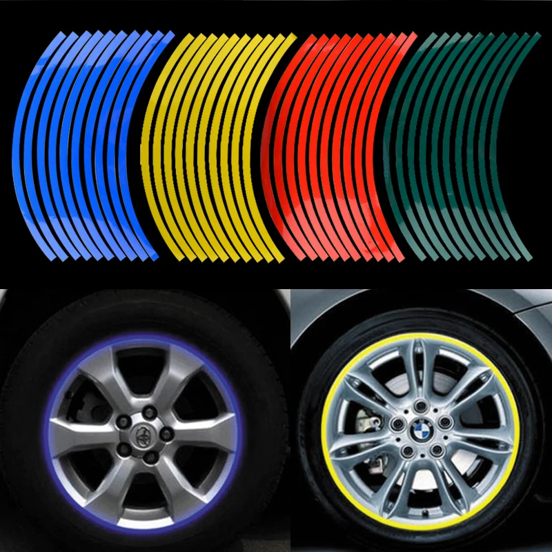 

NS Modify Free Shipping 20pcs Strips Motorcycle Car Sticker Wheel Tire Stickers Reflective Rim Tape Motorcycle Car Styling