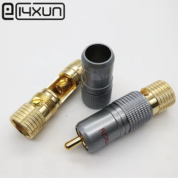 

EClyxun 2Pcs/lot High Quality NAKAMICHI 10mm Gold Plated RCA Plug Locking Non Solder Plug RCA Coaxial Connector