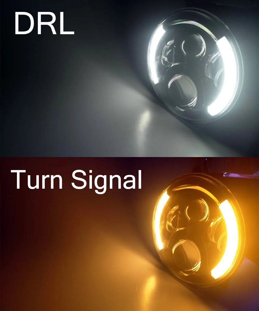 7 дюймов светодиодный налобный фонарь с Halo Ring Amber поворотник для lada niva 4x4 suzuki samurai " светодиодный DRL Halo Фары для ваз 2101