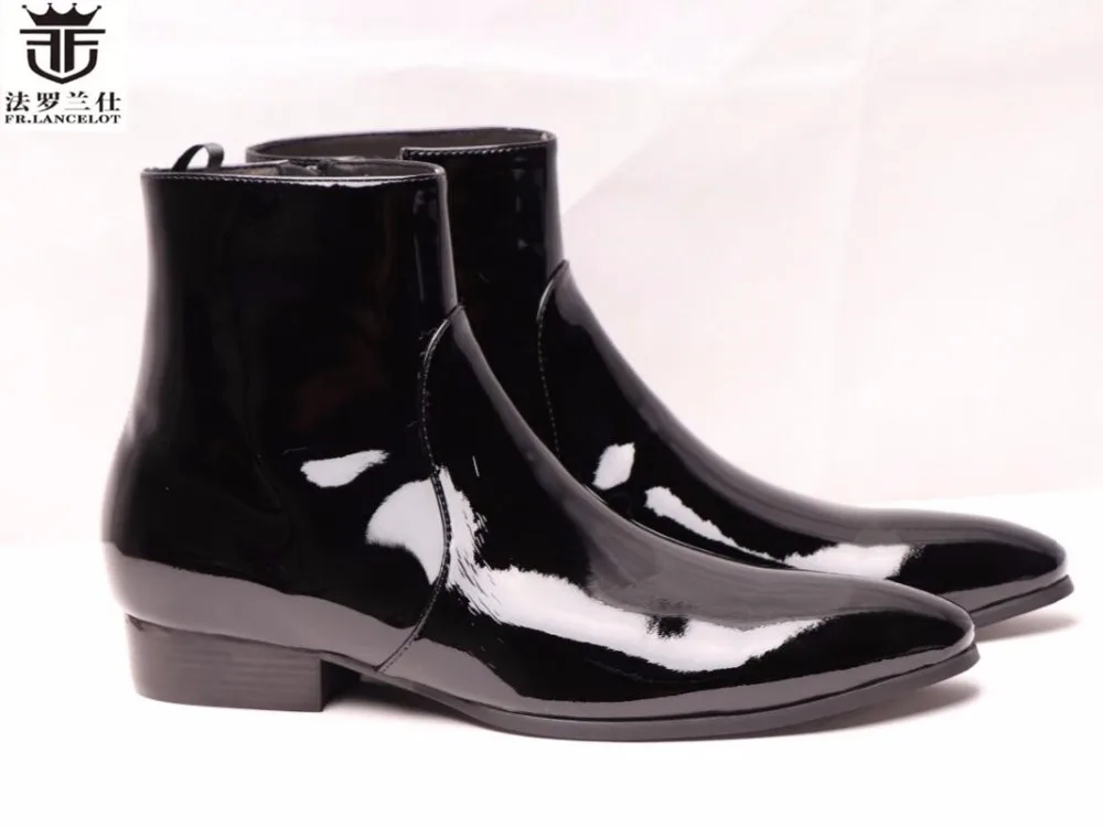 FR.LANCELOT fashion boots male chelsea fashion patent leather men's