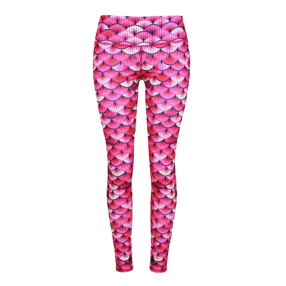 Pink mermaid fish scales yoga pants yoga leggings fitness activewear gear outfits legging for women dragon scales (2)
