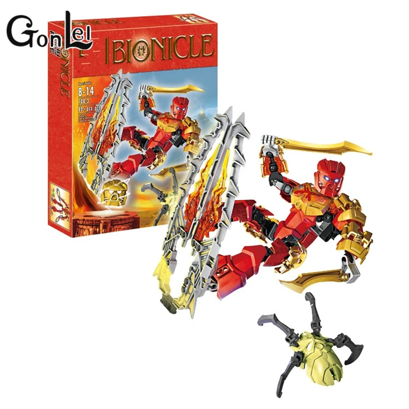 

GonLeI new hot sale Bionicle tahu master of fire XZS 708-3 Building Block Toys Action Enlighten Bricks Toys Kids toys Christmas