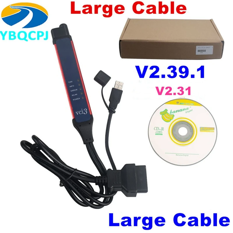 

V2.40.1 / V2.31 Large Cable Quality A+ VCI3 for Scanner WIFI 2.31 WI-FI for Wireless VCI-3 Truck Diagnosis Better Than VCI2