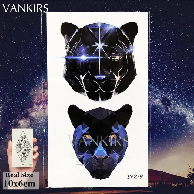 Us 037 24 Offblue Leopard Temporary Tattoo Stickers Women Body Arm Hands Neck Animals Fake Tatoos Lion Men Sexy Waterproof Tattoo Xmas Gifts In