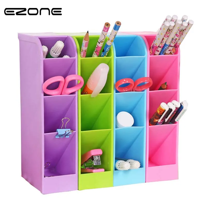 EZONE 1PC Multi-function Plastic PP Desktop Storage Box Case 4 Grid Sub-grid Make up Cosmetic Holder Desk Pen Pencil Organizer