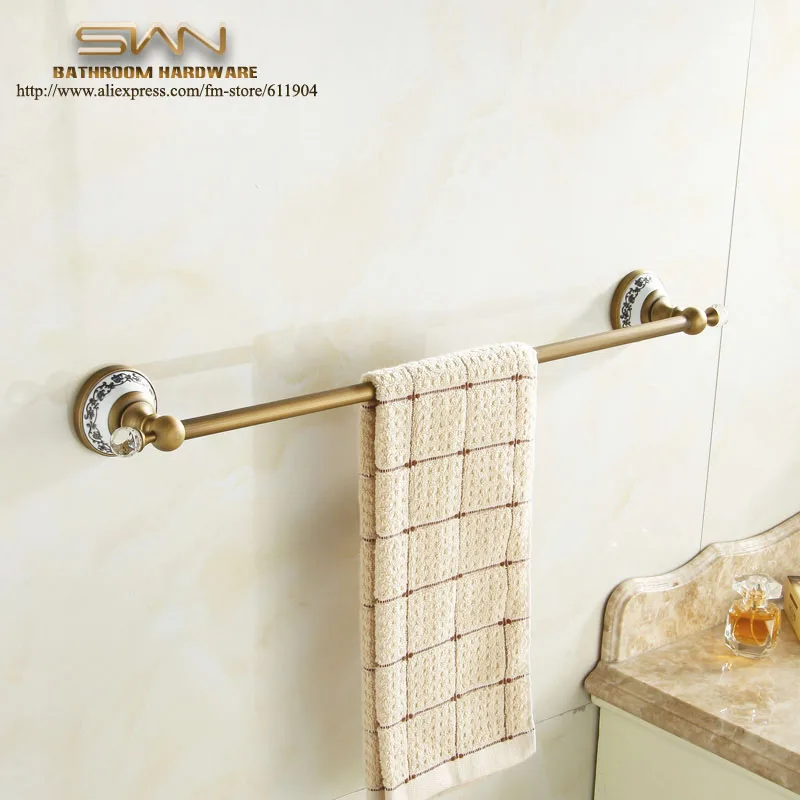 Antique Brass Bathroom Towel Bar Rack Single Holder Bathroom Accessaries Hardware 60cm 3E11811