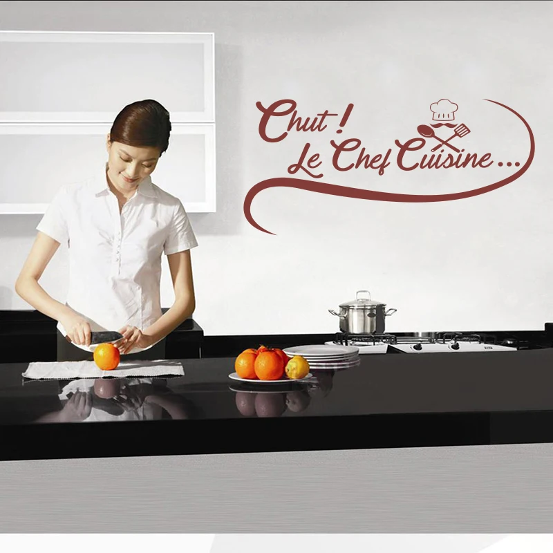 Կպչուն ֆրանսիական խոհարարի վուրիլային վինիլային պատի զարդարում շարժական պաստառով որմնանկարչական պաստառ Արվեստի խոհանոցը սալիկապատ դեկալ տնային դեկոր DW0634