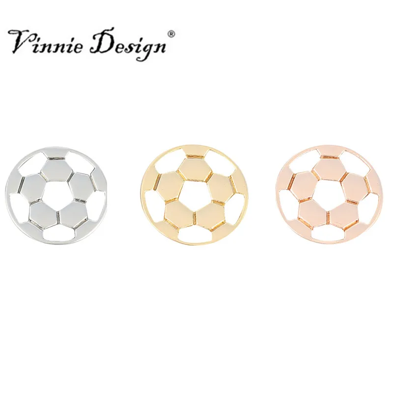 

Vinnie Design Jewelry Football Soccer Slide Charms fit on Keeper Bracelet Keys for Wrap Bracelets 10pcs/lot