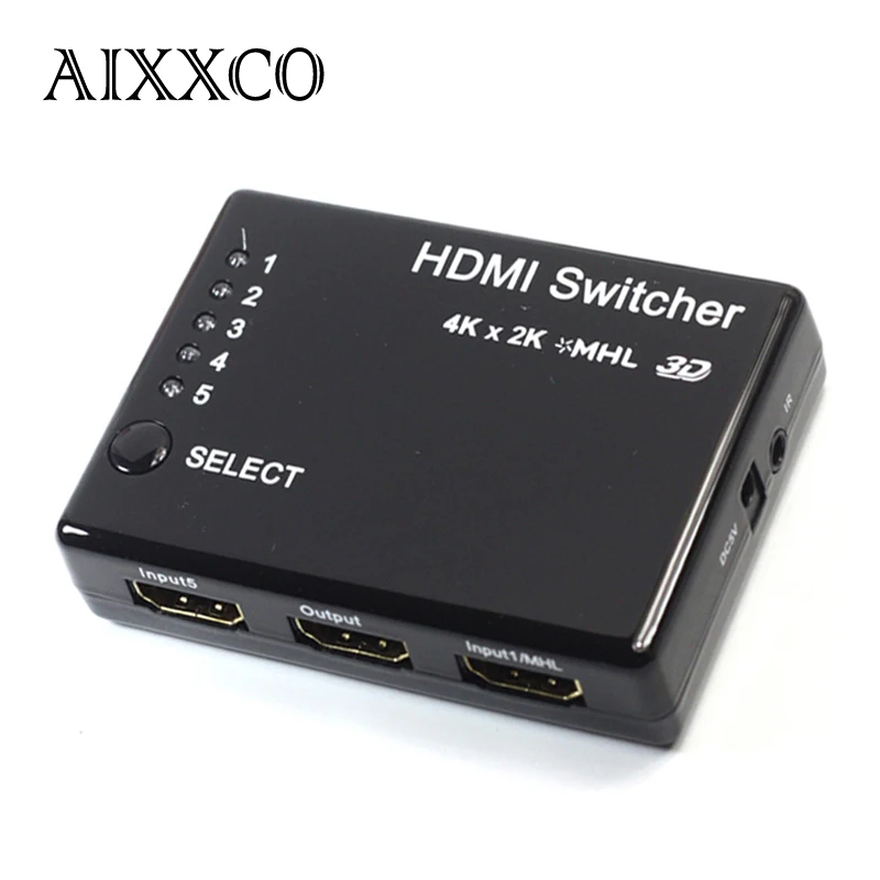 

AIXXCO Mini 3D 4K * 2K HDMI SPlitter 1X2 HDMI 1 In 3 5 Out switch splitter with power supply for HDCP xbox 360 ps3