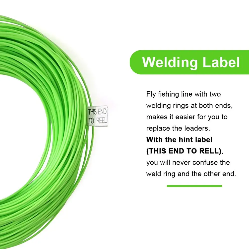 SF Зеленый Fly Рыбалка литой линии Вес вперед плавающей WF 6 F wt с двумя петлями