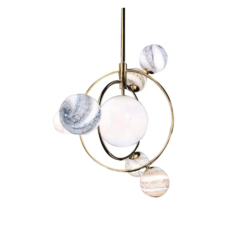 Скандинавский современный минимализм светодиодный светильник из стекла железная планета люстра столовая гостиная спальня Отель Кофейня