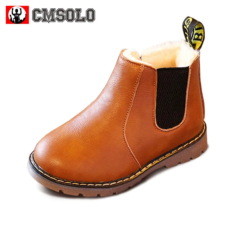 

CMSOLO Fashion Martin Warm Boots For Girls Short Plush Boys Kids Children Footwear Snow Brown Outdoor Rome Non-slip Boots Girls