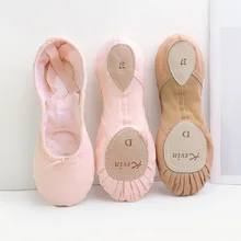 Canvas Ballet Dance Slippers High Quality Stretch Fabric Splice Ballet Dance Shoes Girls Cow Leather Ballet Slippers