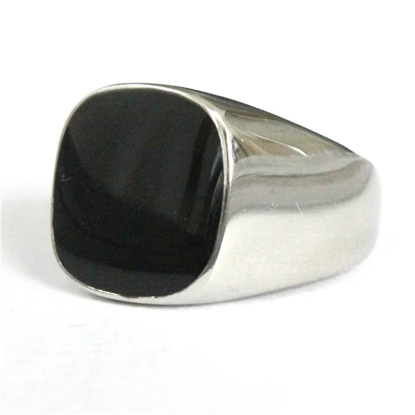 Прямая поставка Размеры 7~ 12 простой Стиль мода эпоксидной кольцо 316L Нержавеющая сталь полировки ювелирных изделий серебристый, черный коктейльное кольцо