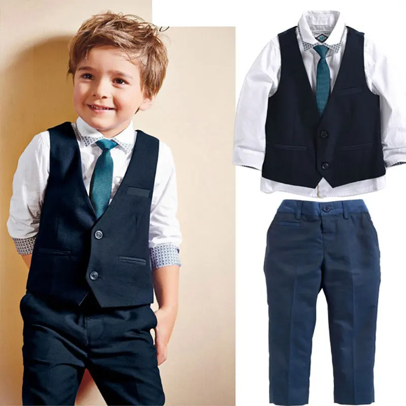 MCAGTZ осенние последние модные комплекты джентльмена из галстука бабочки+ жилета+ рубашки+ штанов 4 предмета повседневный милый улучшенный вариант#048