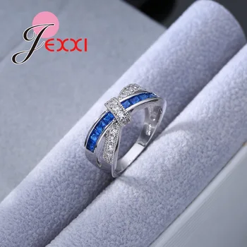

Clear Micro CZ Silver Rings For Woman Wedding Jewelry Accessory Fashion Band Proposal Anillos Bijoux