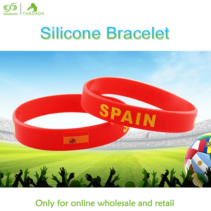 1pc Spain flag Silicone Bracelets Popular Silicone Wristband Sports