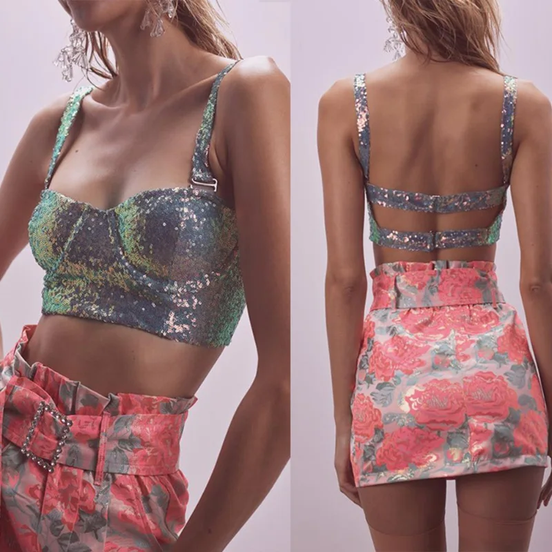 

Spring And Summer New Arrival Sequin stitching vest in fashionable design with stable quality