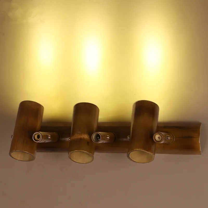 

American Village Loft Retro Wall Lamp Originality Background Restaurant Cafe Bar Bamboo Decor LED Lights Fixture Freeshipping