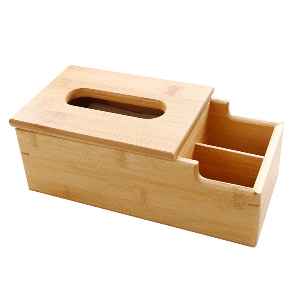 

1 PC Wooden Tissue Box Remote Control Holder Desktop Organizer Sundries Container For Living Room Bedroom Living Room Bedroom
