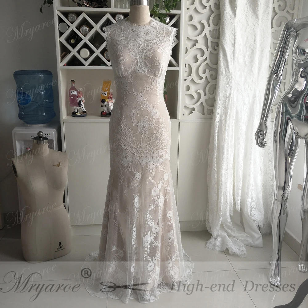 Mryarce Unique Design Vintage Exquisite French Lace Mermaid Wedding Dresses 2017 Rustic Birdal Gowns vestido de noiva (4)