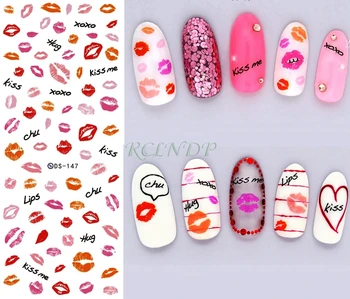 

Nail sticker nails art decorations sliders adhesive design Sexy Lips Kiss water Transfer decals manicure lacquer accessoires