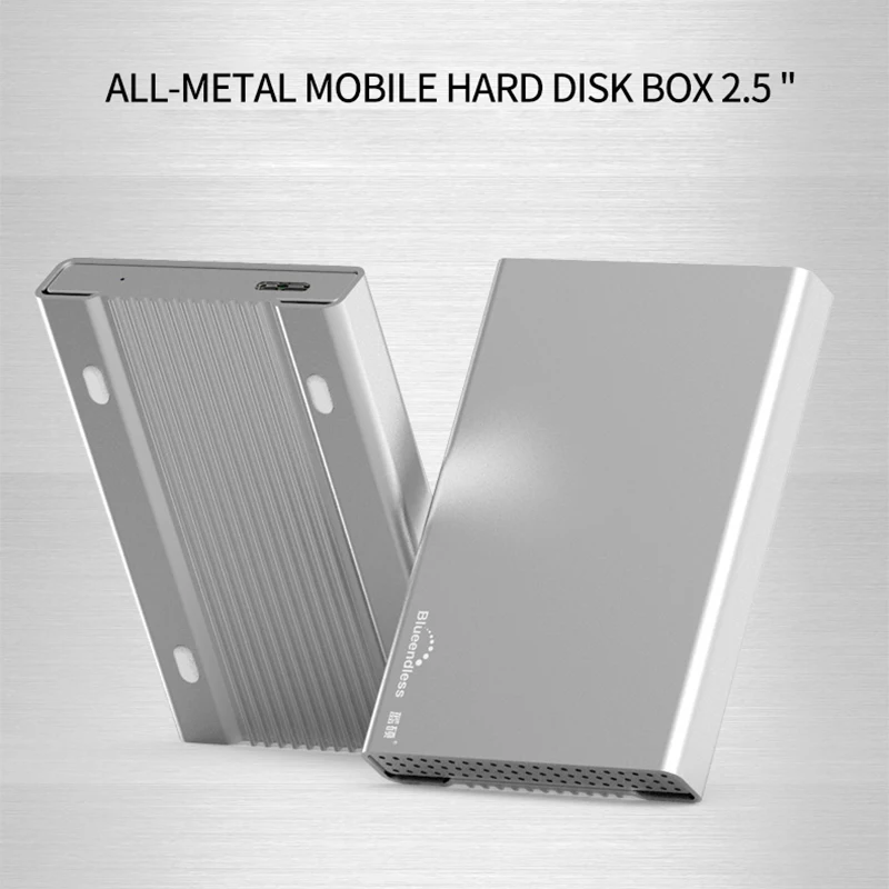 Алюминиевый корпус для жесткого диска, коробка для мобильного жесткого диска USB 3,0 2,", Чехол для жесткого диска для ноутбука, универсальная толщина, металлический корпус blueendless