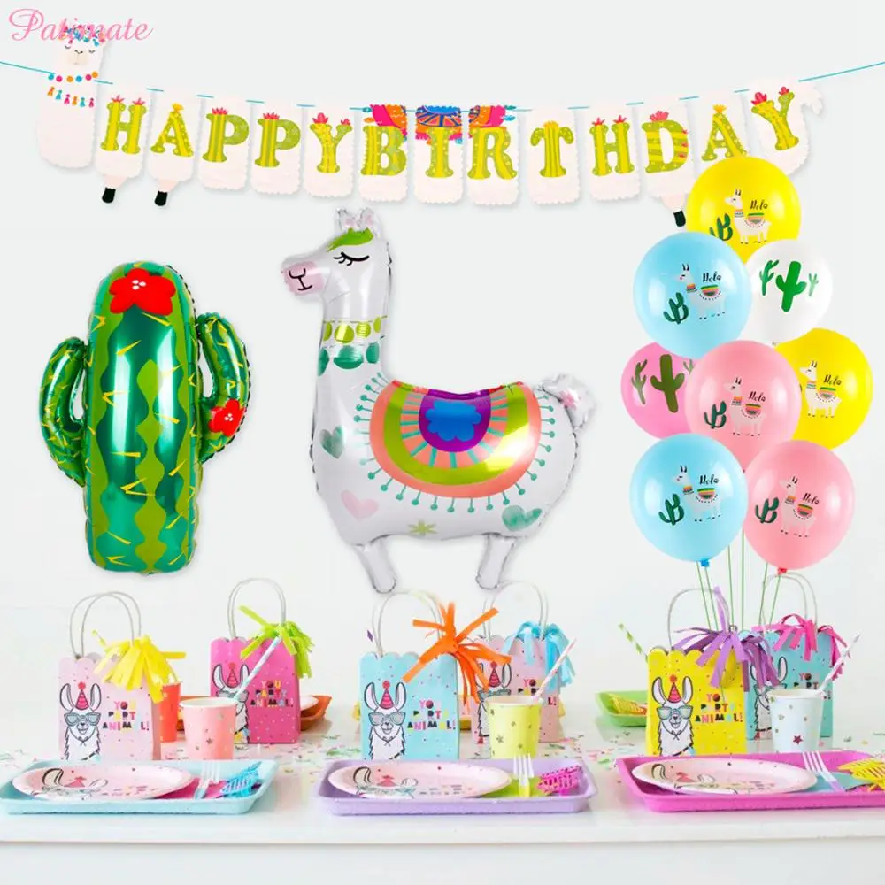 

PATIMATE Birthday Party Decoration Kids Favors Alpaca Balloons Supplies Baby Shower Party Decorations Jungle Animal Party Decors