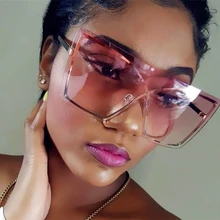 Негабаритный красный желтый градиент кошачий глаз солнцезащитные очки для женщин Роскошные брендовые Модные без оправы квадратные металлические солнцезащитные очки водительские очки