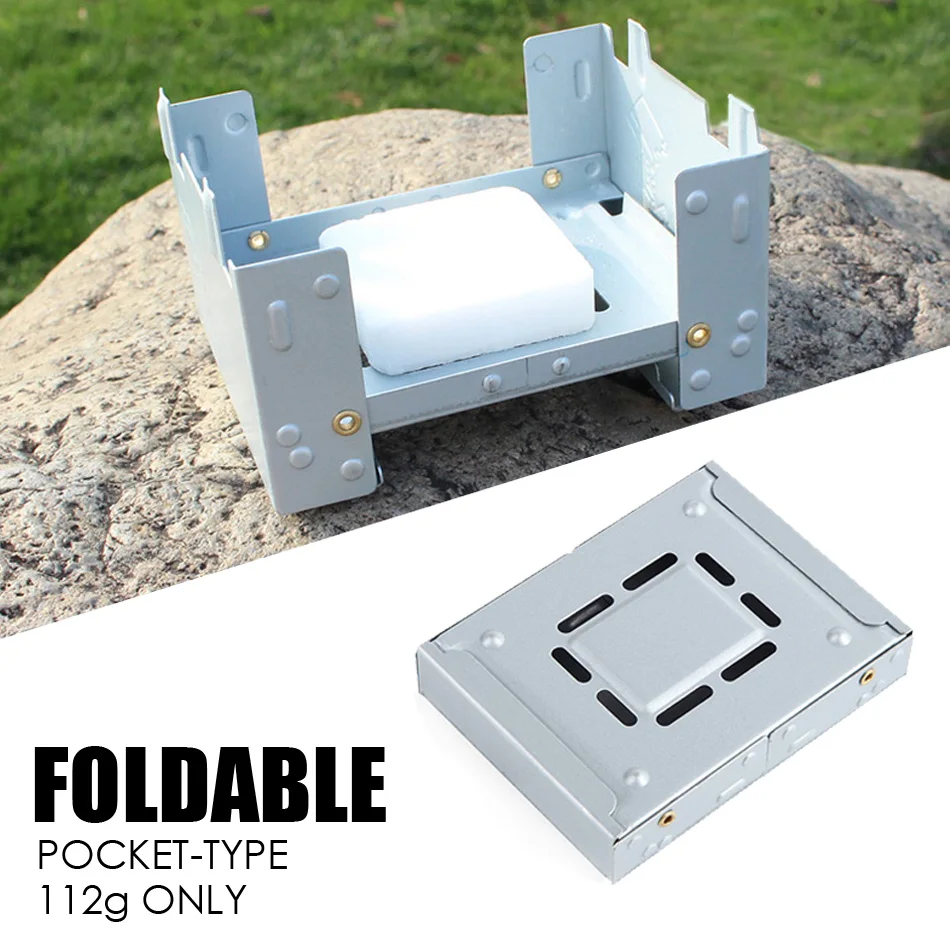 

112g Folding Camping Solid Alcohol Stove Portable Fogao Kamp Malzemeleri Outdoor Cooking Stove Mini Camp Cooker Wind Shield