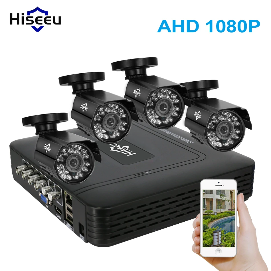 Hiseeu 2CH 4CH AHD 1080P CCTV System kits 2 0MP font b Security b font font
