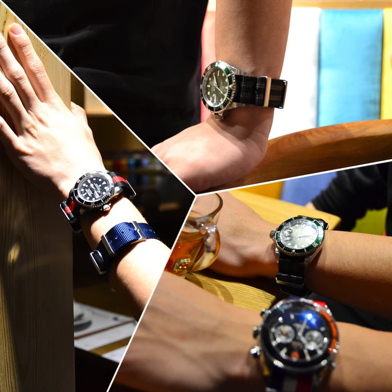 Ceny Moda nylonowy pasek do zegarka pasek w barwach nato G10 dla Omega dla IWC sport Watchstrap 007 dla Seiko kolorowa bransoletka 19mm 20mm 21mm 22mm