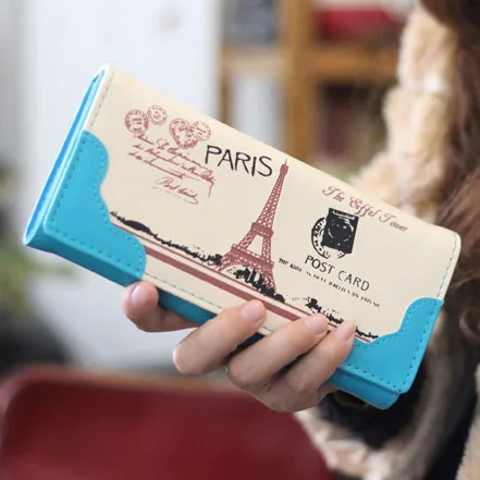 

Women Wallets Handbags Brand Coin Purse Eiffel Tower Pattern Moneybags Lady Purses Girls' Long Clutch Wallet Cards ID Holder Bag