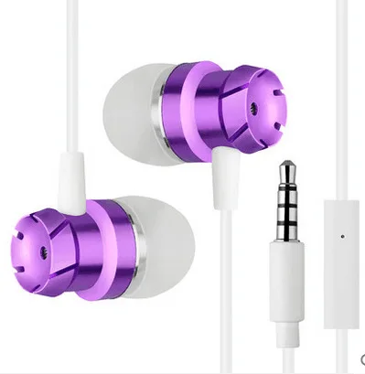 LEORY-вкладыши 3,5 мм стерео наушники гарнитура встроенный микрофон спортивные наушники MP3 PC Игровые наушники для IOS Android телефон - Цвет: Purple