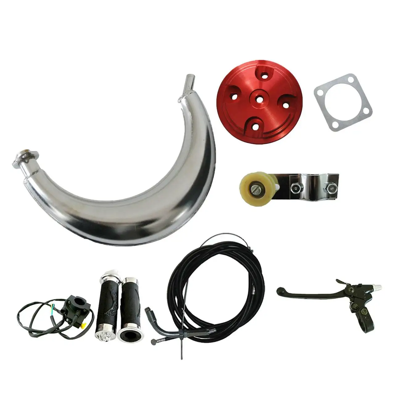 

Red CNC Cylinder Head Cover&Muffler Exhaust Fits 66/80cc Motorized Bicycle