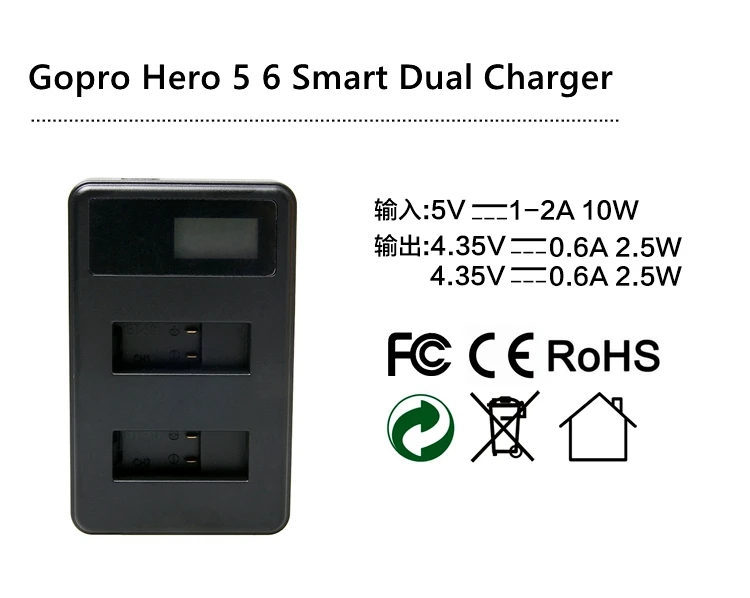 2 шт полный декодирование Hero 8 7 Black Hero 6 5 батарея+ ЖК двойное зарядное устройство для GoPro Hero 5 6 7 Black Go Pro 8 аксессуары для зарядки