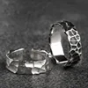 925 Sterling Silver open rings for man and women Vintage Hammer pattern  fashion jewelry  mygrillz ► Photo 1/5