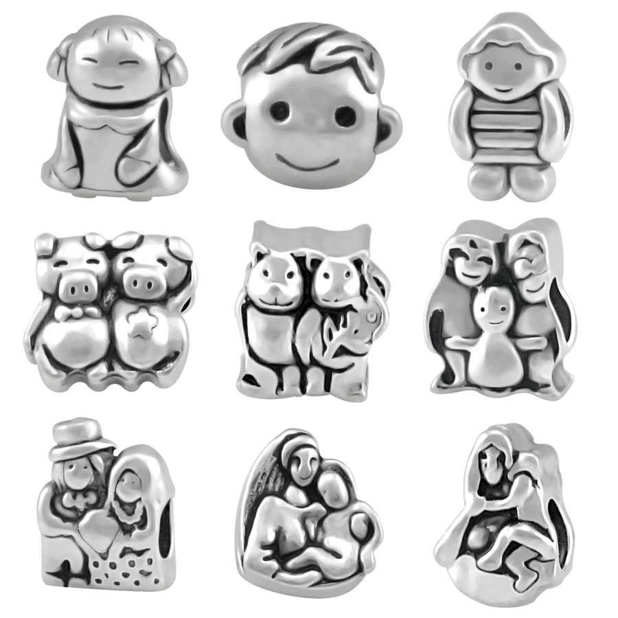

2 Pieces ,2019 New Arrival Family Parent Boy Girl Bead Fit Pandora Beads Charm Bracelet For Women Making Fashion Jewelry SPB164